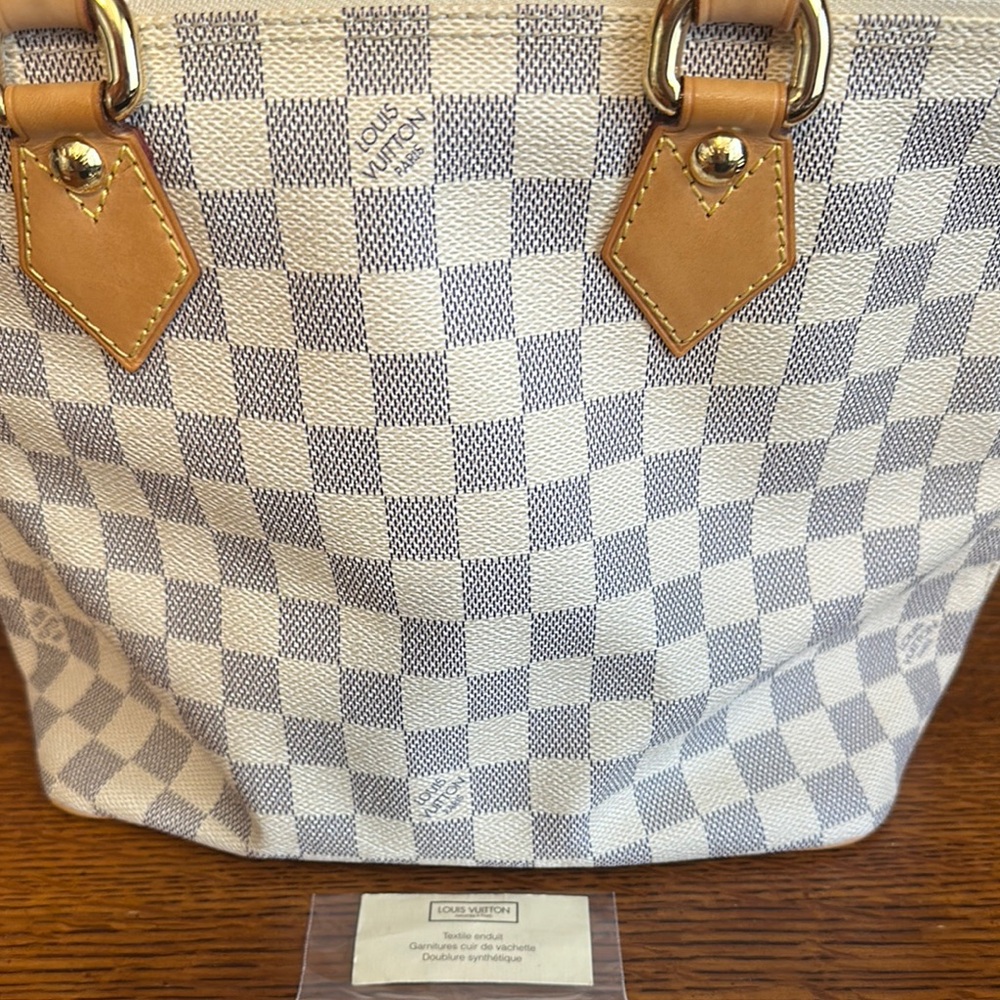Louis Vuitton White and Tan Damier Azur Tote